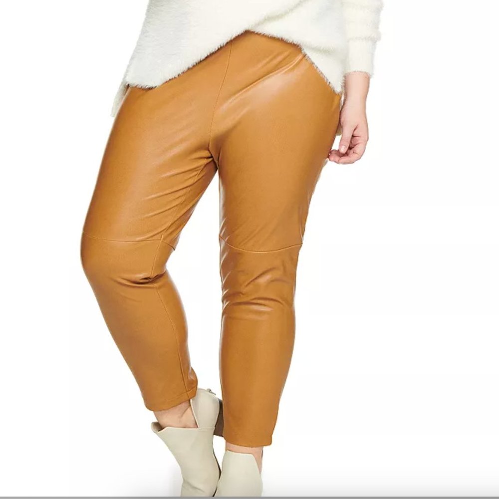 Sonoma x Denise Bidot Tobacco Camel leather pants size 2X - worn once